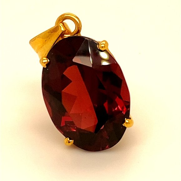 Malaya Garnet 13.54ct Solid 18K Gold Pendant - Picture 1 of 6